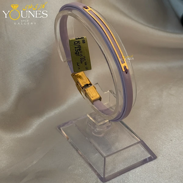 دستبند طلا زنانه چرمی دو خط L331